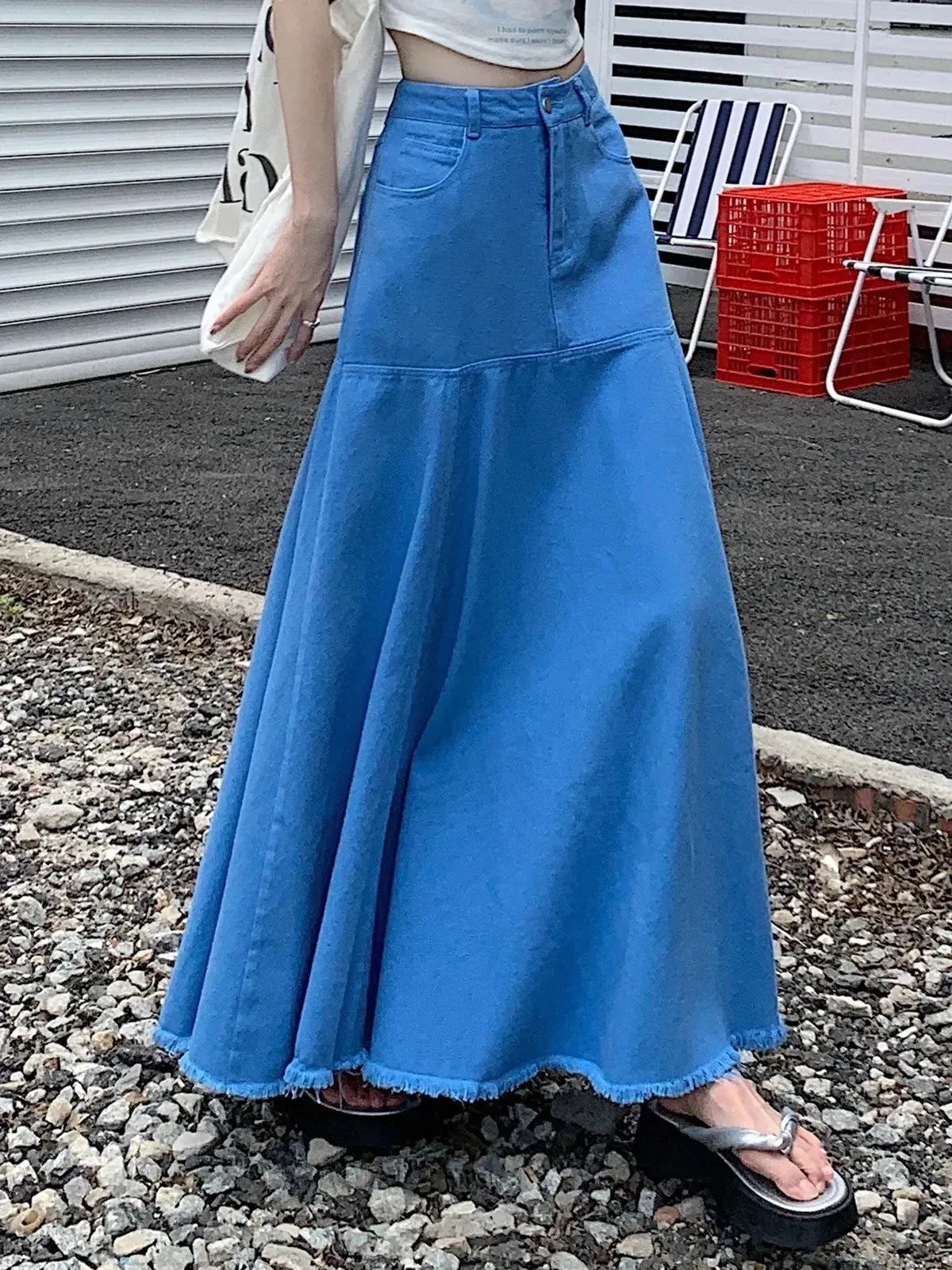 Women's High Waist Denim Skirt