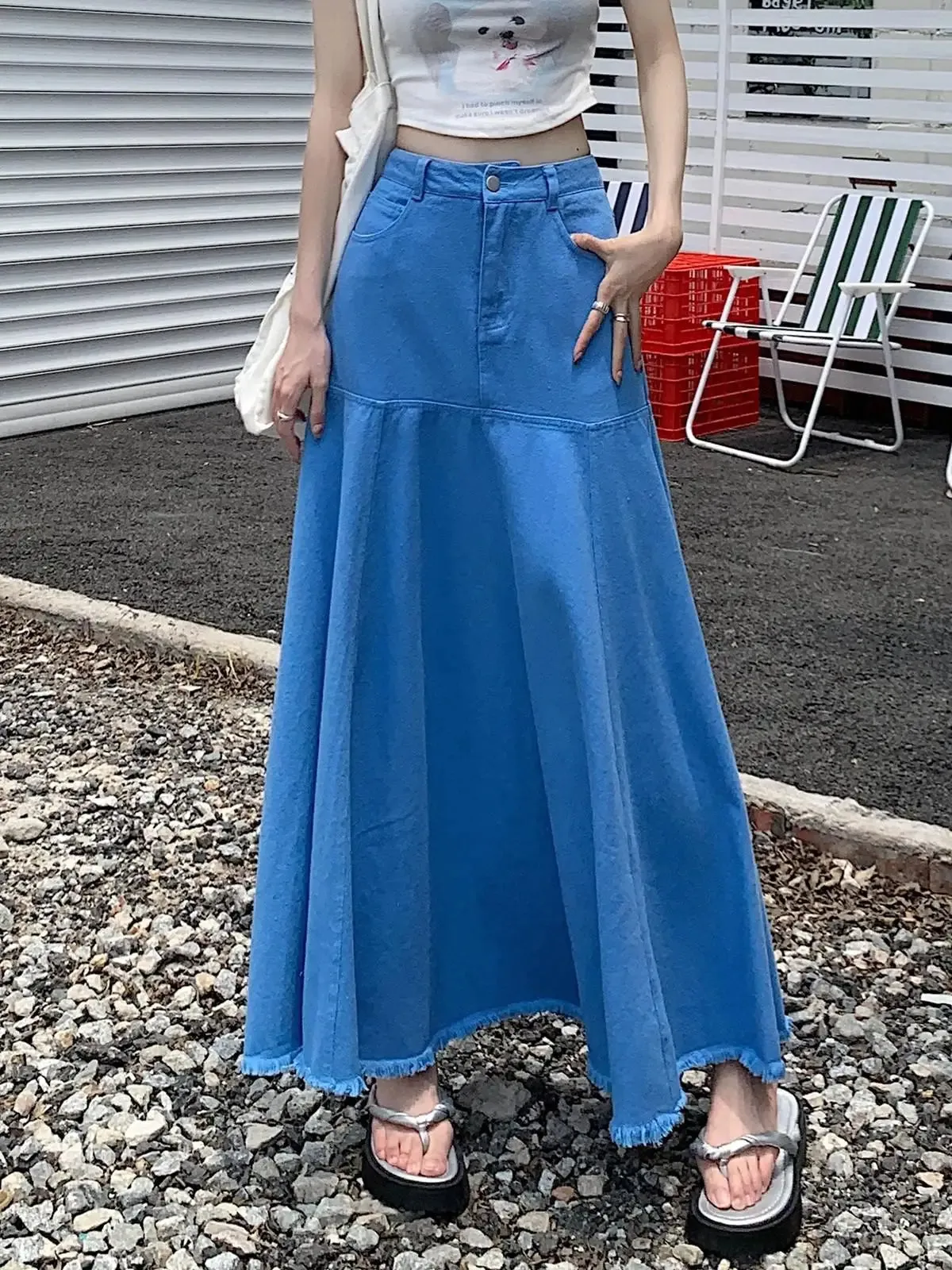 Women's High Waist Denim Skirt