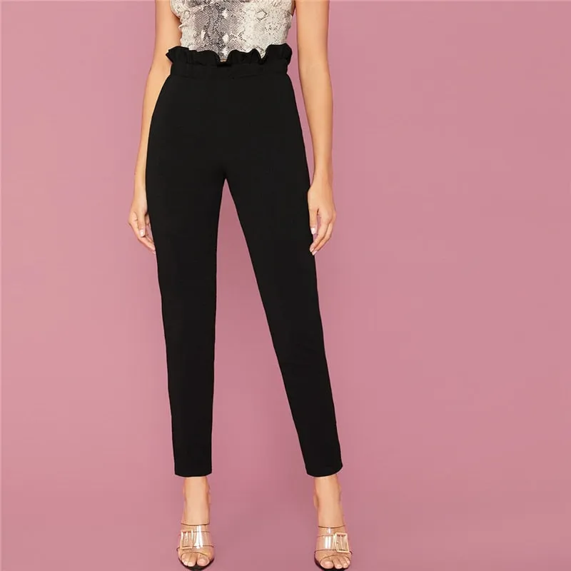 Women's Pencil Polyester Elastic High-Waist Pants