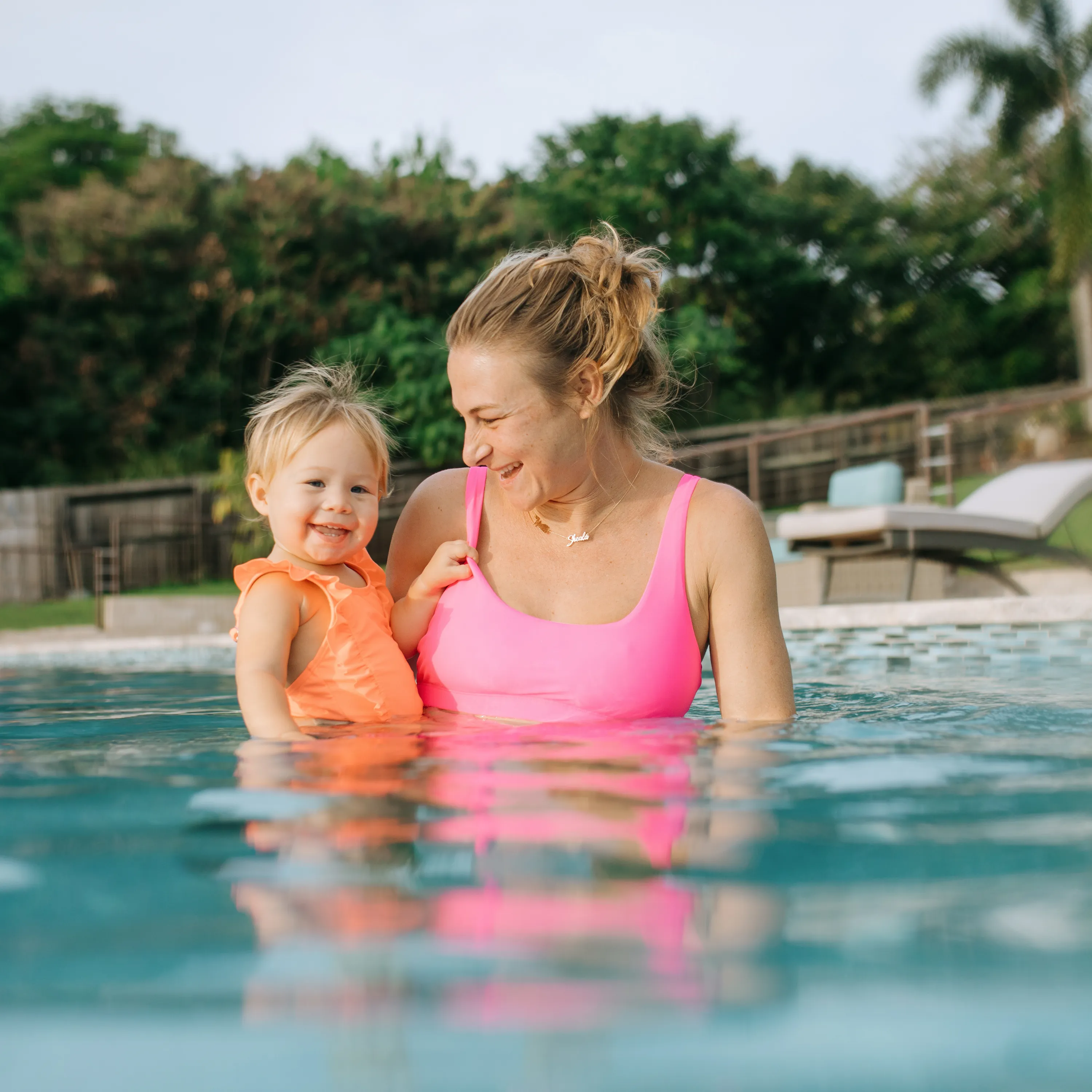 Women's Scoop Neck Bikini Top | "Neon Pink"