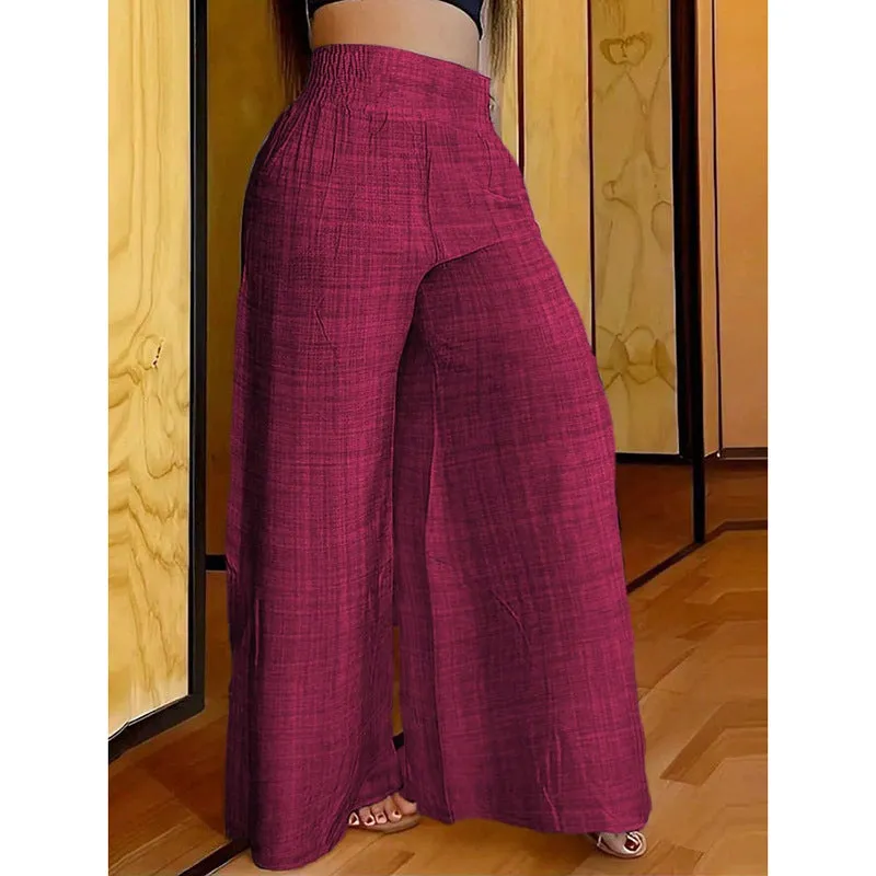 Women's Solid Color High Waist Slimming Wide Pants
