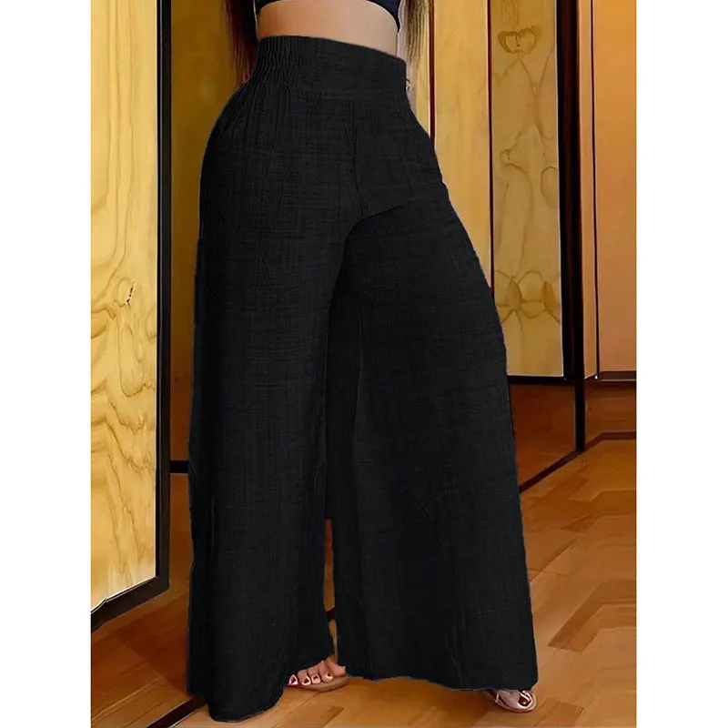 Women's Solid Color High Waist Slimming Wide Pants