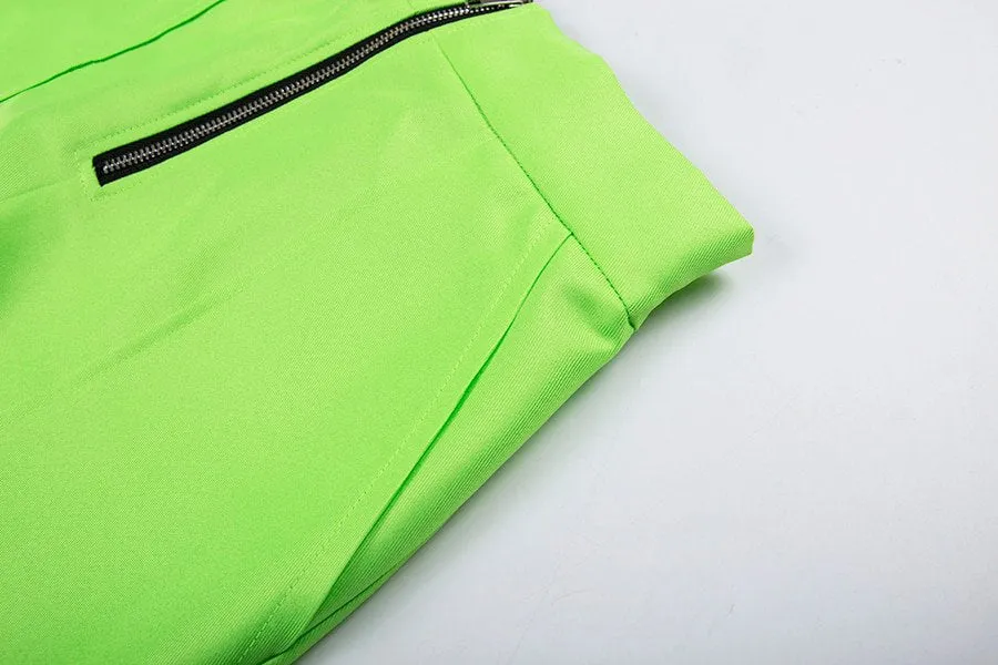 Women's Spring High Waist Fluorescence Cargo Pants