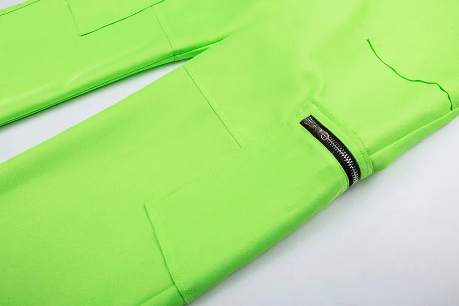 Women's Spring High Waist Fluorescence Cargo Pants
