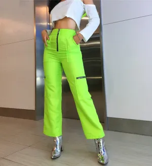 Women's Spring High Waist Fluorescence Cargo Pants