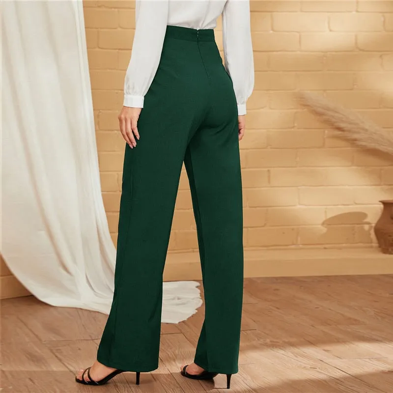 Women's Spring/Summer Polyester High-Waist Pants