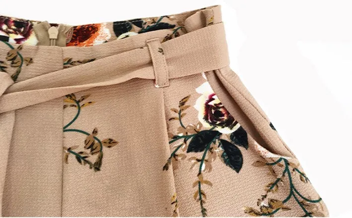 Women's Summer Casual High Waist Shorts With Floral Print