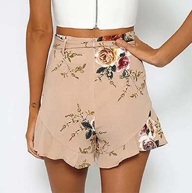 Women's Summer Casual High Waist Shorts With Floral Print