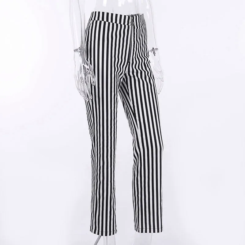 Women's Summer Casual Striped High Waist Pants