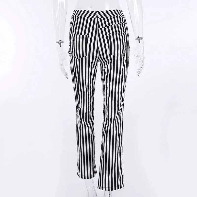 Women's Summer Casual Striped High Waist Pants