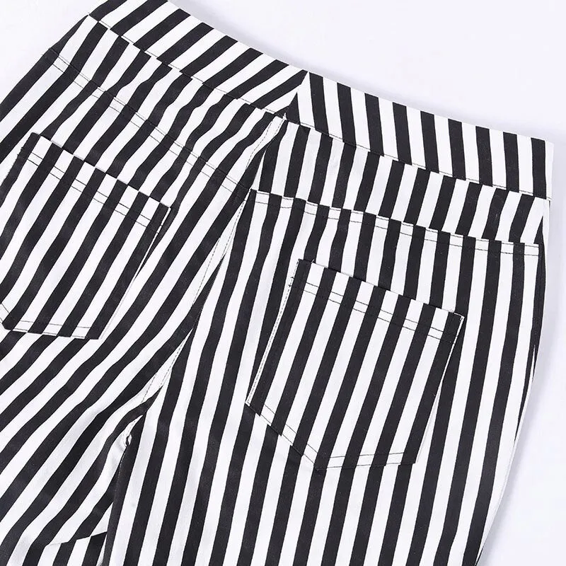 Women's Summer Casual Striped High Waist Pants