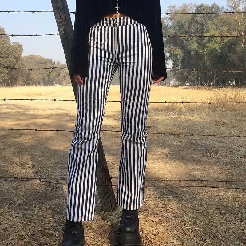 Women's Summer Casual Striped High Waist Pants