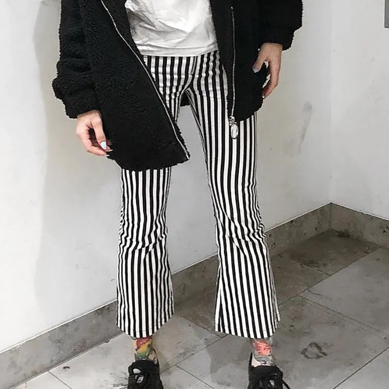 Women's Summer Casual Striped High Waist Pants