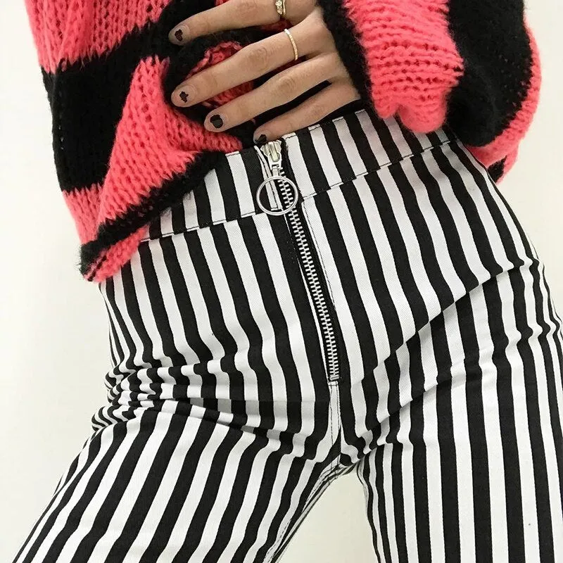 Women's Summer Casual Striped High Waist Pants