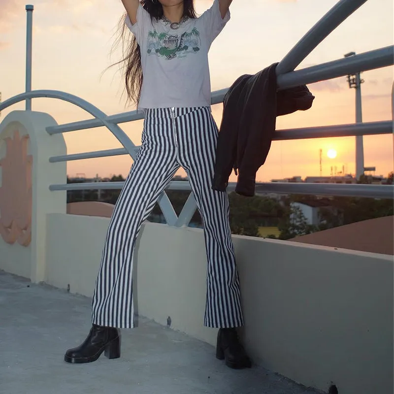 Women's Summer Casual Striped High Waist Pants