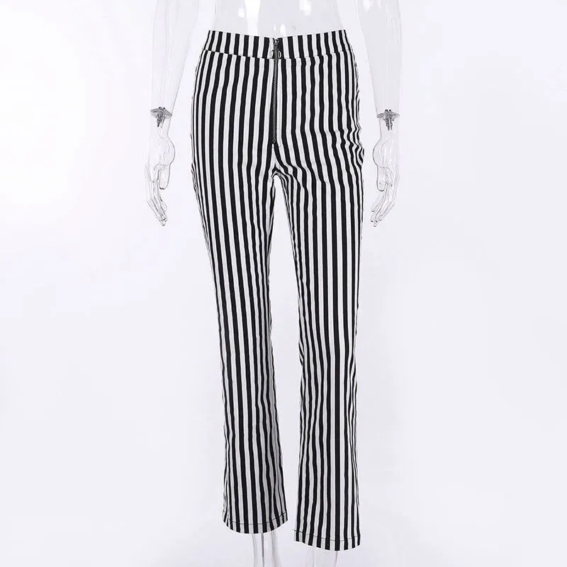 Women's Summer Casual Striped High Waist Pants