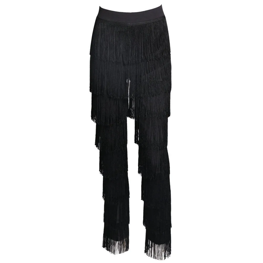 Women's Tassel High Waist Pants With Zipper