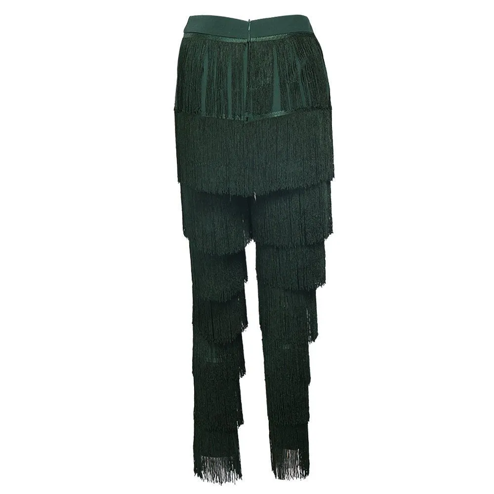 Women's Tassel High Waist Pants With Zipper