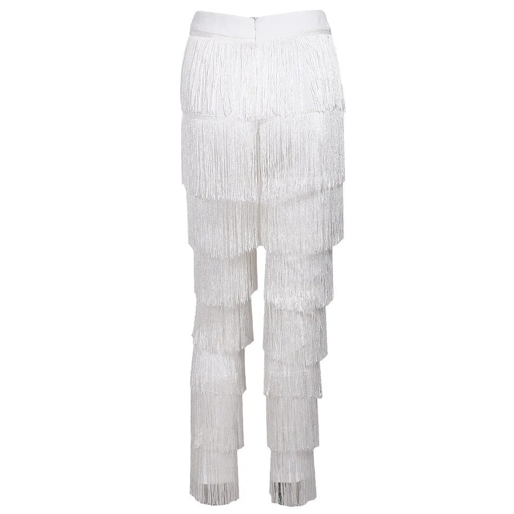 Women's Tassel High Waist Pants With Zipper