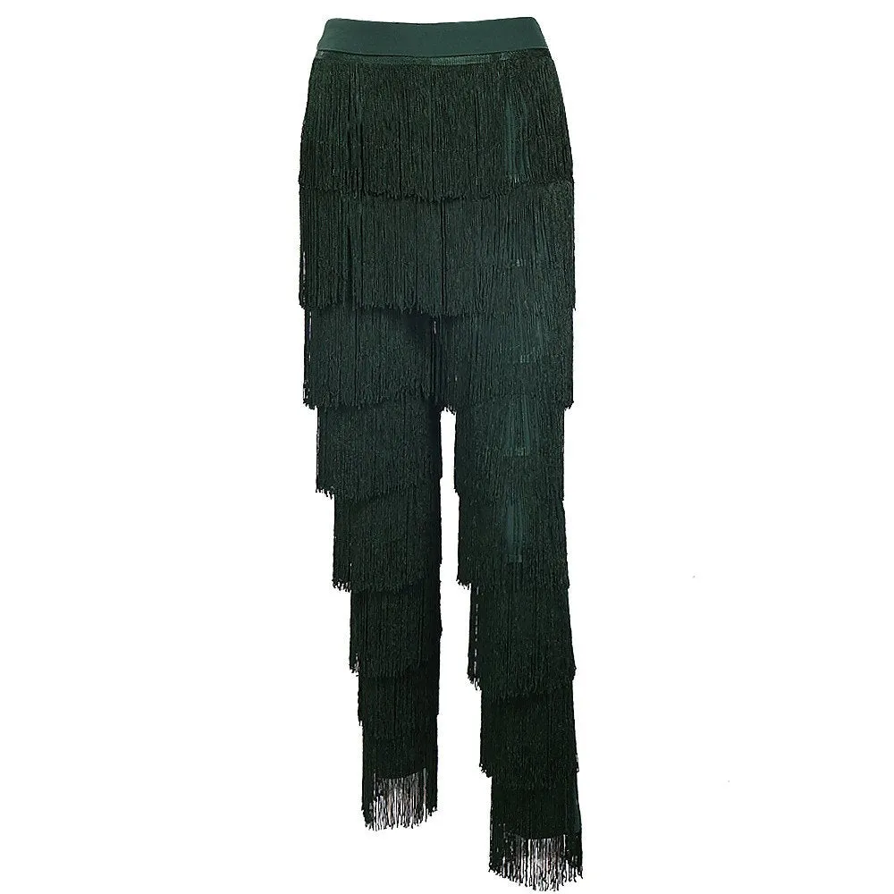 Women's Tassel High Waist Pants With Zipper