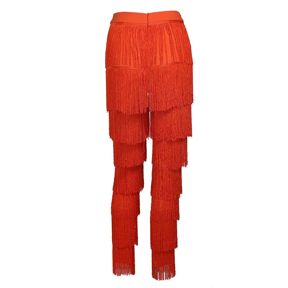 Women's Tassel High Waist Pants With Zipper