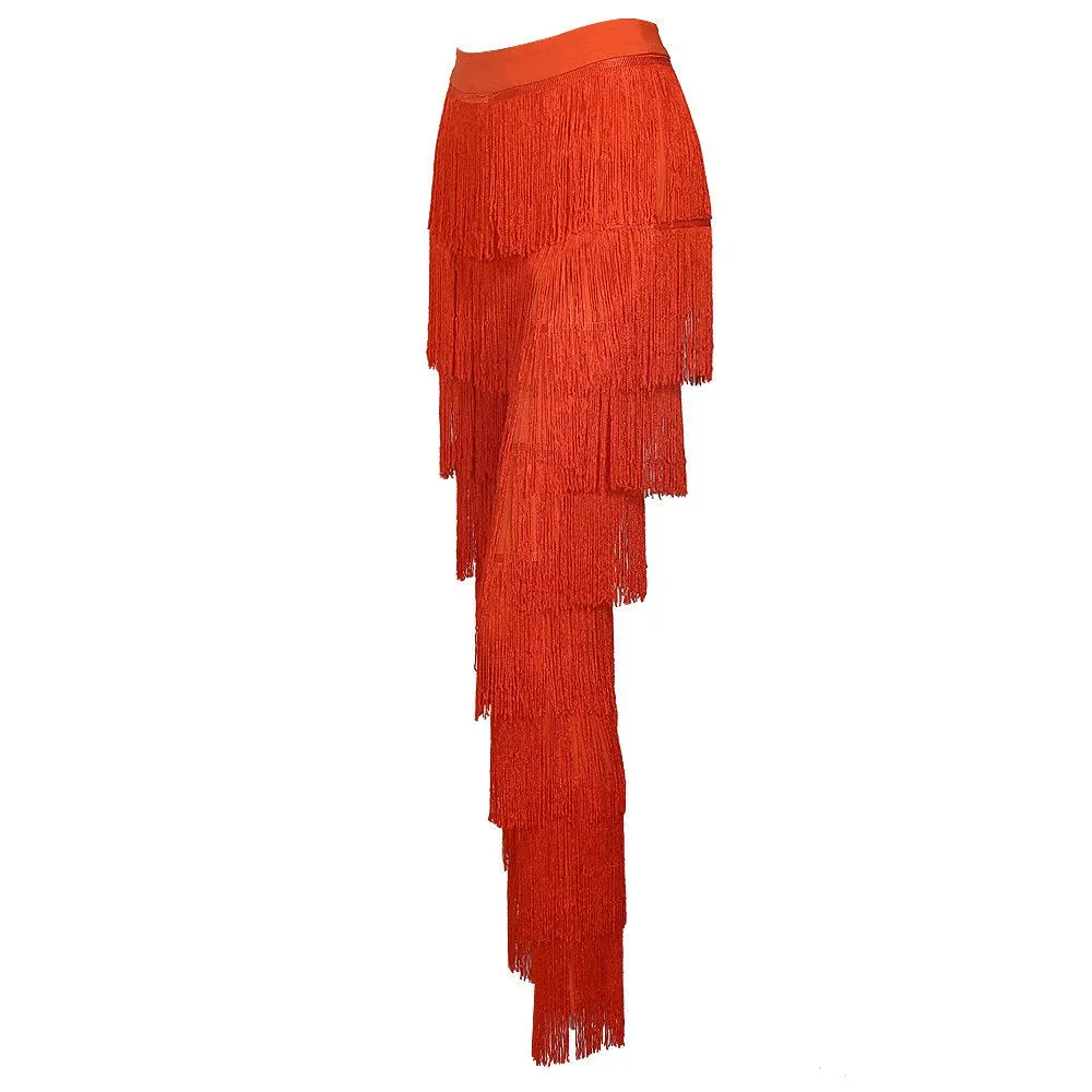 Women's Tassel High Waist Pants With Zipper