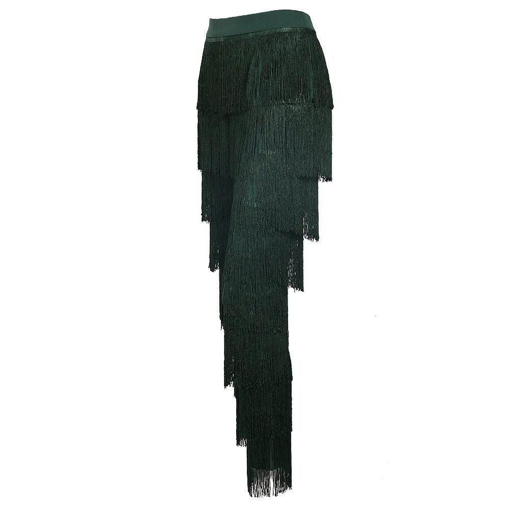 Women's Tassel High Waist Pants With Zipper