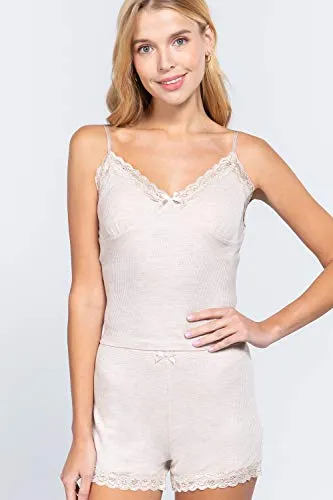 Women's V-Neck Thermal Lace Trim Set