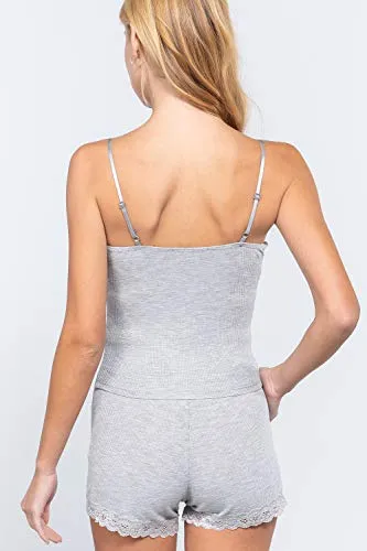 Women's V-Neck Thermal Lace Trim Set