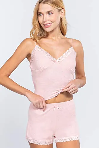 Women's V-Neck Thermal Lace Trim Set