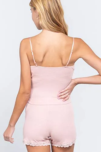 Women's V-Neck Thermal Lace Trim Set