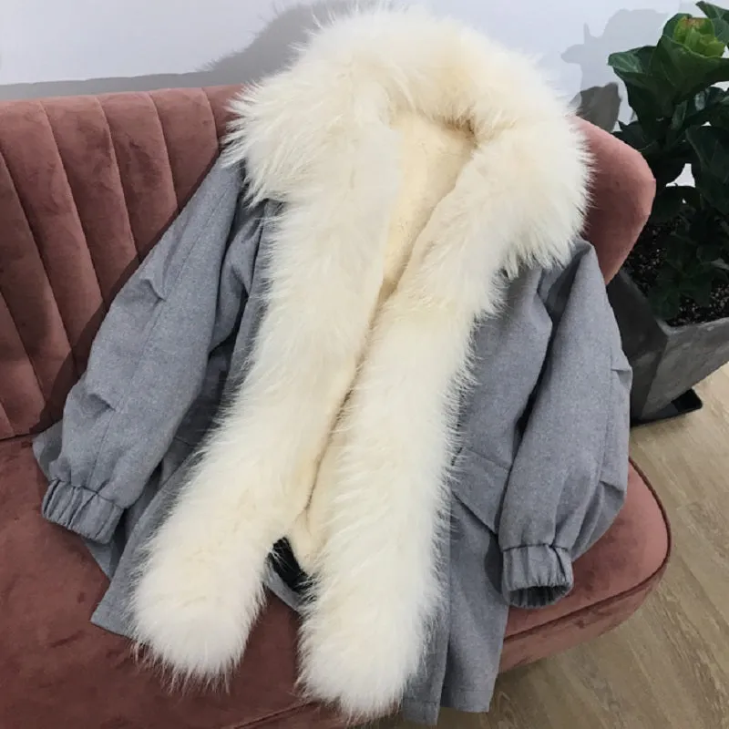 Women's Winter Casual Warm Long-Sleeved Parka With Raccoon Fur