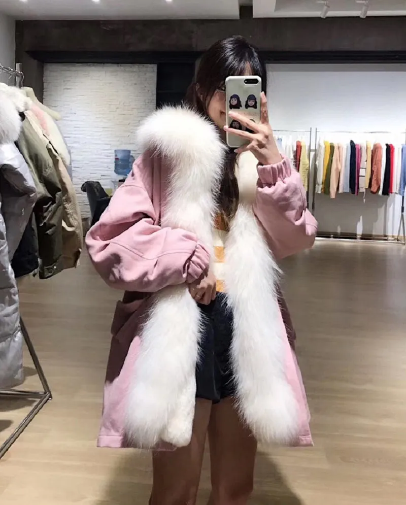 Women's Winter Casual Warm Long-Sleeved Parka With Raccoon Fur