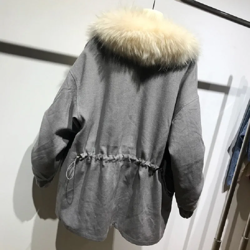Women's Winter Casual Warm Long-Sleeved Parka With Raccoon Fur