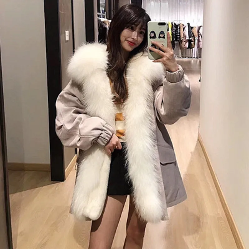 Women's Winter Casual Warm Long-Sleeved Parka With Raccoon Fur