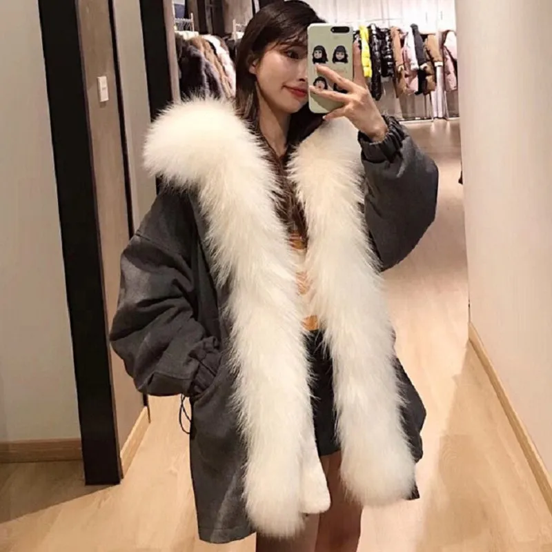 Women's Winter Casual Warm Long-Sleeved Parka With Raccoon Fur