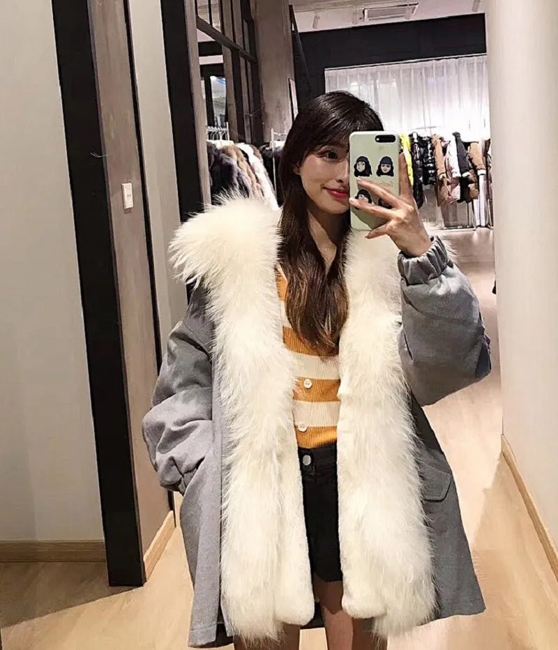 Women's Winter Casual Warm Long-Sleeved Parka With Raccoon Fur