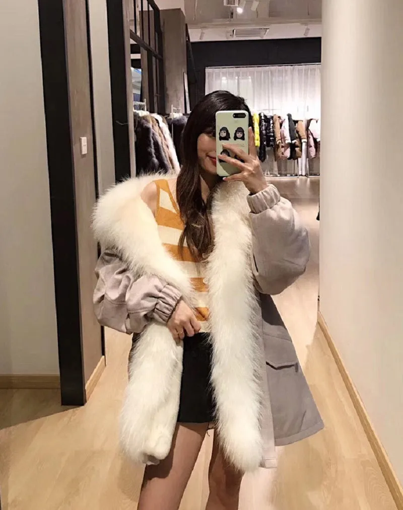 Women's Winter Casual Warm Long-Sleeved Parka With Raccoon Fur