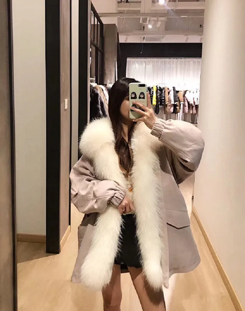 Women's Winter Casual Warm Long-Sleeved Parka With Raccoon Fur