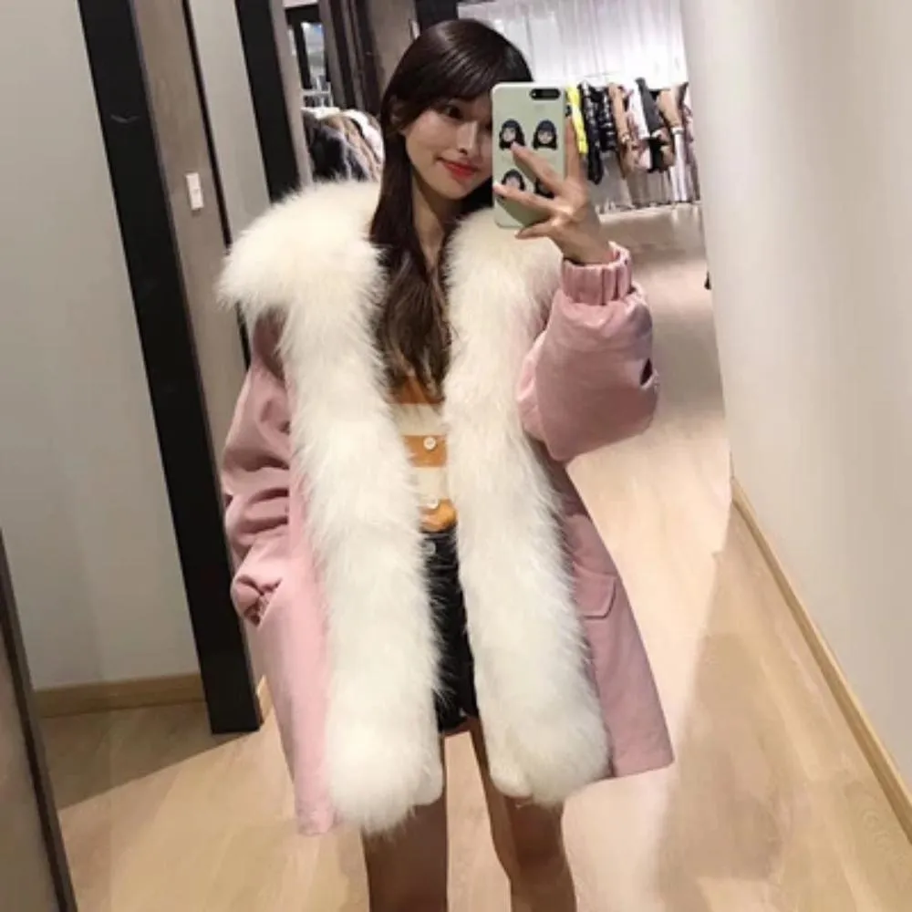 Women's Winter Casual Warm Long-Sleeved Parka With Raccoon Fur