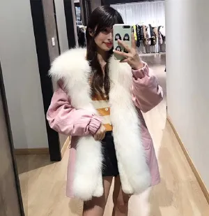 Women's Winter Casual Warm Long-Sleeved Parka With Raccoon Fur