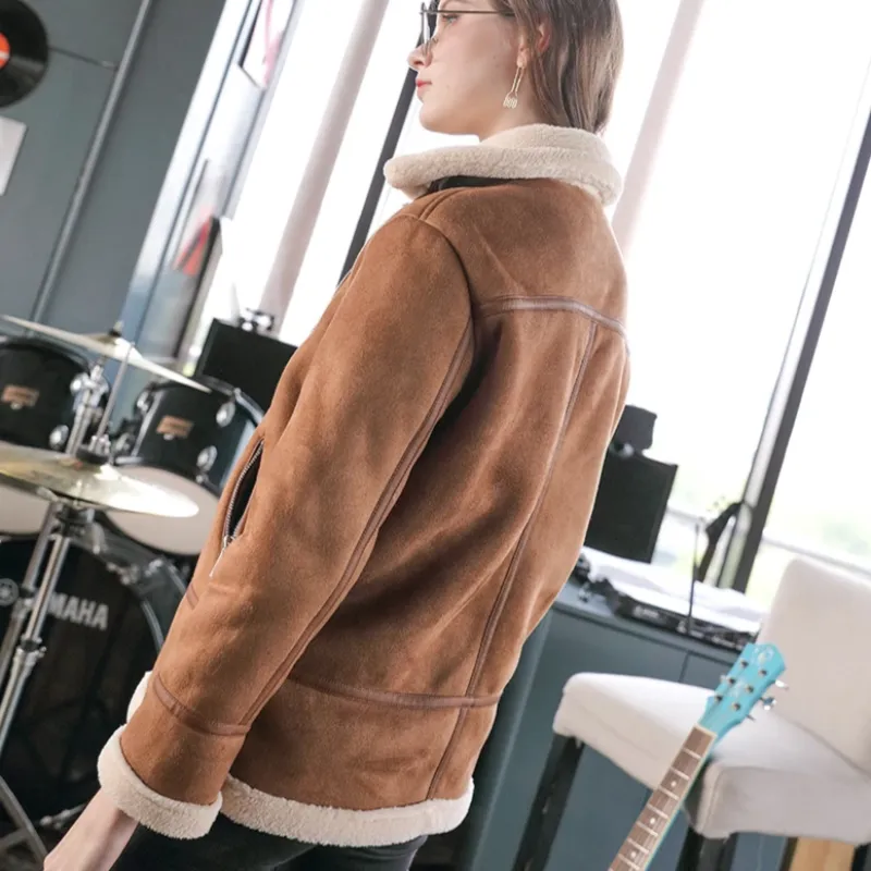 Women's Winter Faux Sheepskin Long-Sleeved Coat With Fur