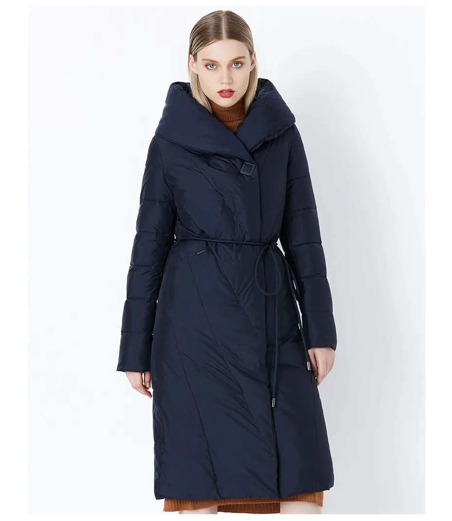 Women's Winter Warm Bio-Down Long Coat With Soft Stand Collar