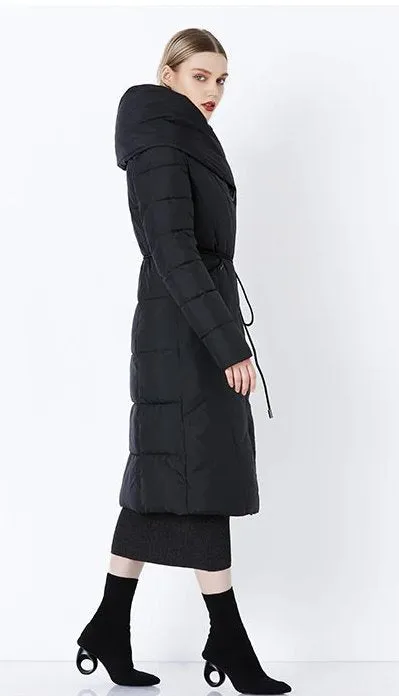 Women's Winter Warm Bio-Down Long Coat With Soft Stand Collar