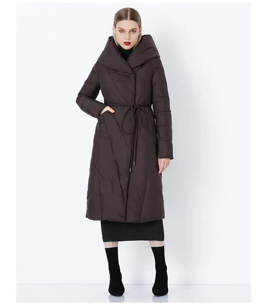 Women's Winter Warm Bio-Down Long Coat With Soft Stand Collar