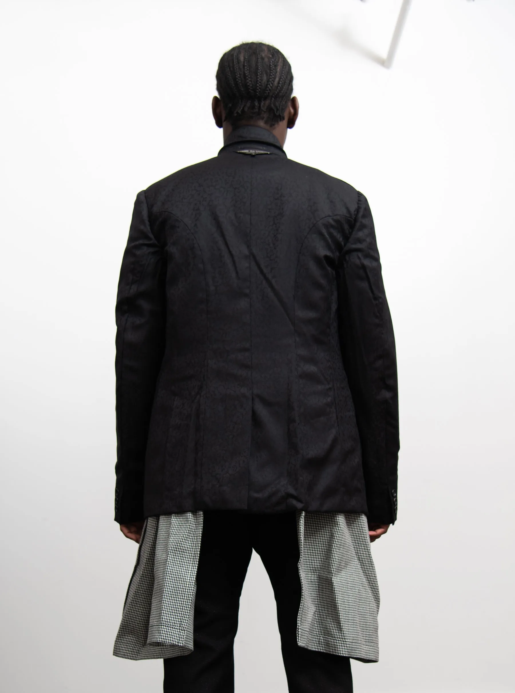 Wool Jacquard Houndstooth Check Jacket Black/Natural J002