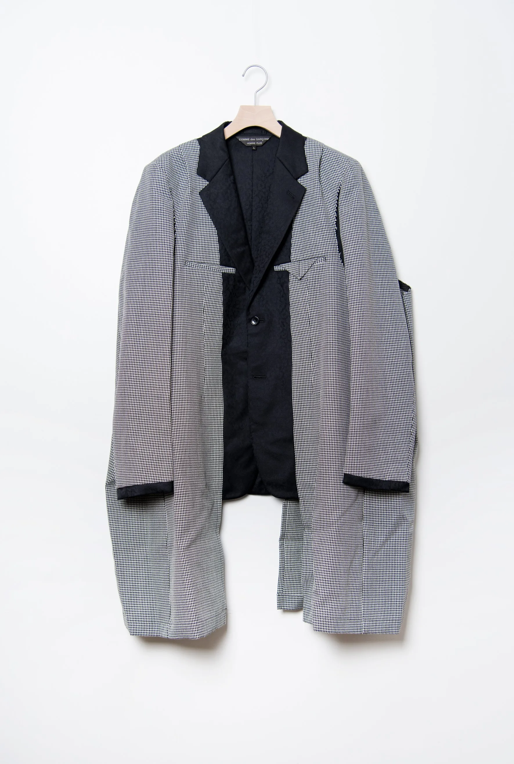 Wool Jacquard Houndstooth Check Jacket Black/Natural J002
