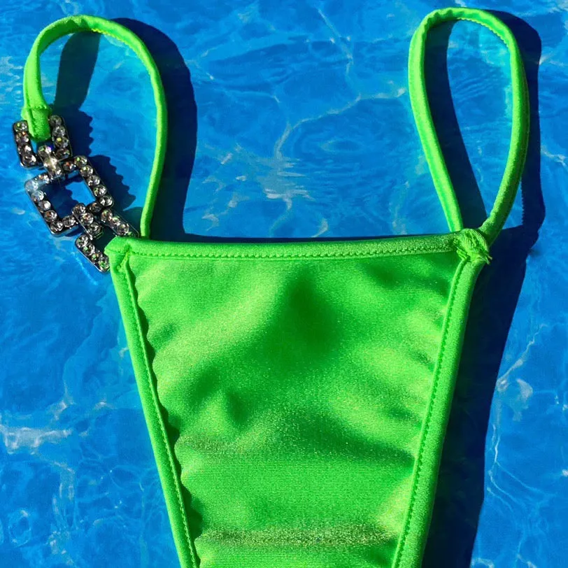 Y2K Bling Bikini Bottom | Neon Lime