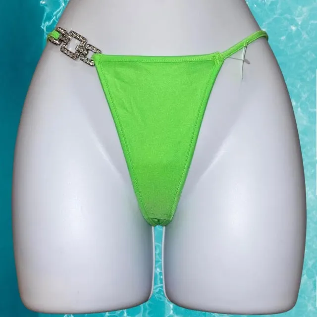 Y2K Bling Bikini Bottom | Neon Lime