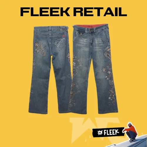 Y2K Embroidered Ladies Fasion Jeans & Flappers - 100  Pcs
